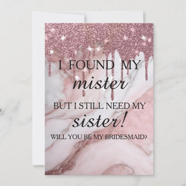 Invitation Serez-vous ma demoiselle d'honneur ? Rose Gold Dri (Devant)