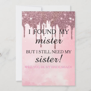 Invitation Serez-vous ma demoiselle d'honneur ? Rose Gold Dri