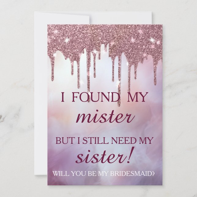 Invitation Serez-vous ma demoiselle d'honneur ? Rose Gold Dri (Devant)