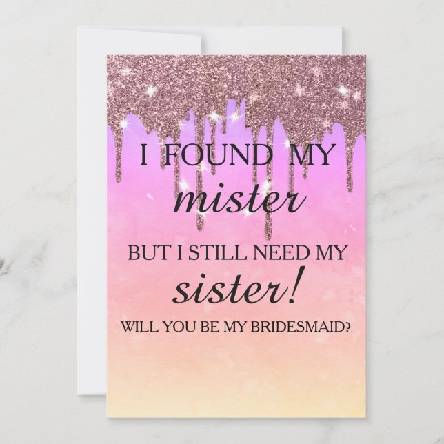 Invitation Serez-vous ma demoiselle d'honneur ? Rose Gold Dri (Devant)