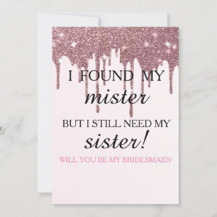 Invitation Serez-vous ma demoiselle d'honneur ? Rose Gold Dri