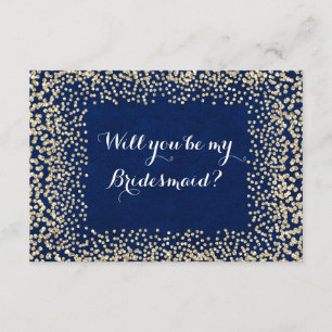Invitation Serez-Vous Ma Femme D'Accueil Blue Gold Navy Faux