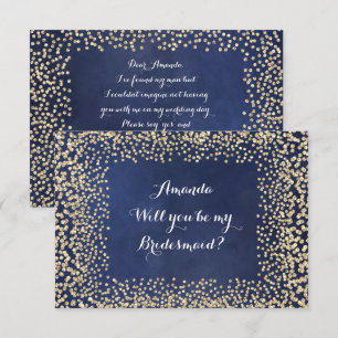 Invitation Serez-Vous Ma Femme D'Accueil Blue NavyGold Confet