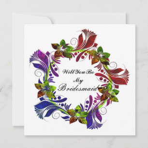 Invitation Serez-Vous Ma Femme D'Accueil Colorée Motif Floral