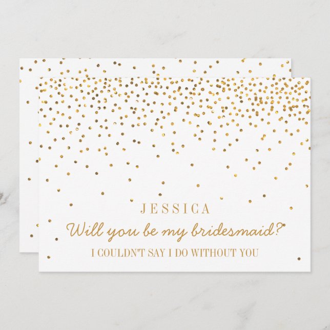 Invitation Serez-Vous Ma Femme D'Accueil ? Confetti en or vin (Devant / Derrière)