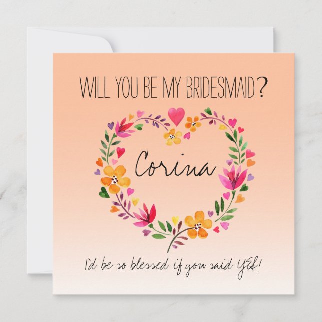 Invitation Serez-Vous Ma Femme D'Accueil Fleurs De Coeur Wrea (Devant)