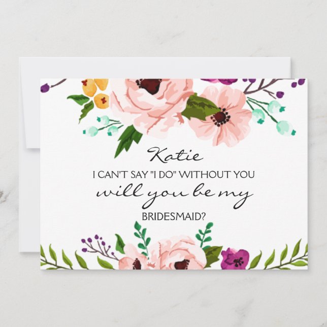 Invitation Serez-Vous Ma Femme D'Accueil Florale ? (Devant)