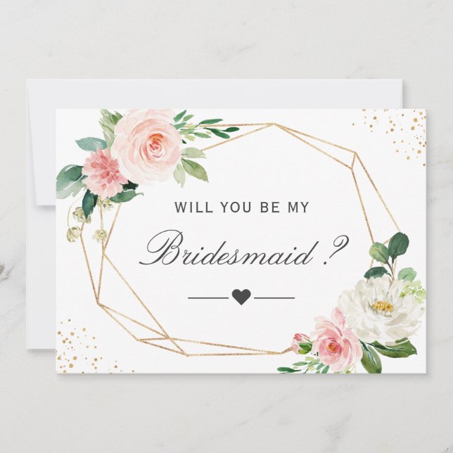 Invitation Serez-Vous Ma Femme D'Accueil Géométrique Blush Fl (Devant)