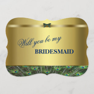 Invitation Serez-Vous Ma Femme D'Accueil ? Peacock en or pers