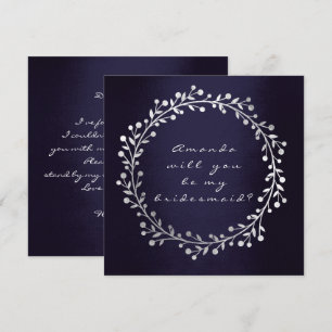 Invitation Serez-Vous Ma Femme D'Accueil Silver Wreath Navy
