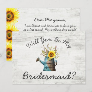 Invitation Serez-Vous Ma Femme D'Accueil ? Tournesol et bois