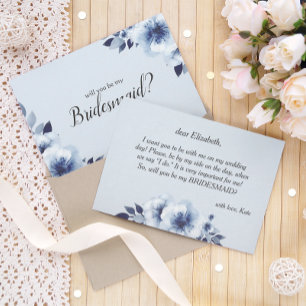 Invitation Serez-vous ma femme de ménage Blue Anemones Flower