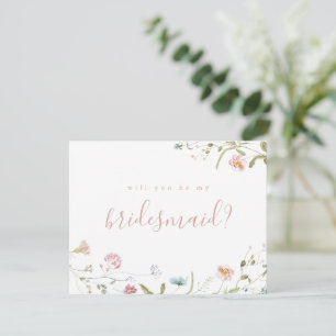 Invitation Serez-vous ma femme d'honneur Elegant Fleur sauvag