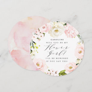 Invitation Serez-vous ma fille aux fleurs ? Flore floue