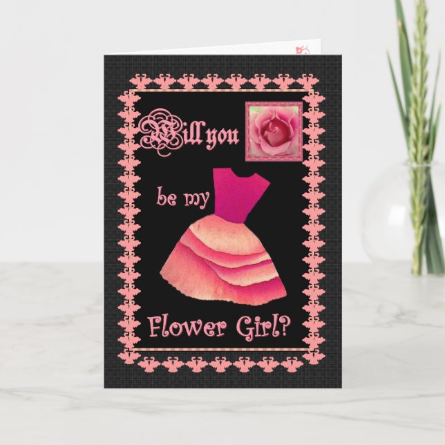 Invitation Serez-Vous Ma Fille Fleur ? Robe ROSE (Devant)
