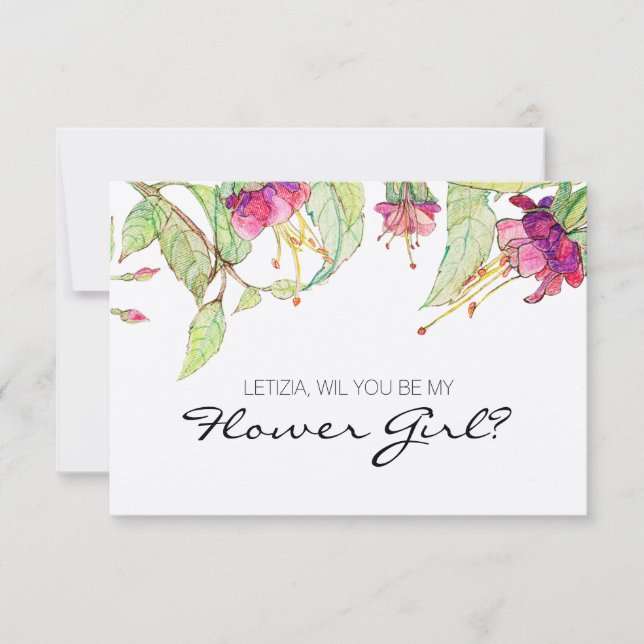 Invitation Serez-vous ma fille Flower Boho rose Floral (Devant)