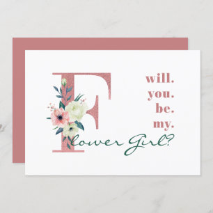 Invitation Serez-vous ma Flower Girl Rose Floral Letter