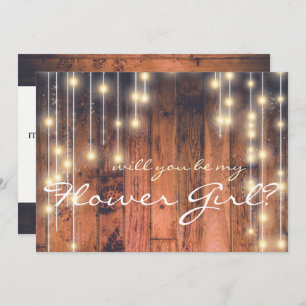 Invitation Serez-vous ma Flower Girl Rustic Wood