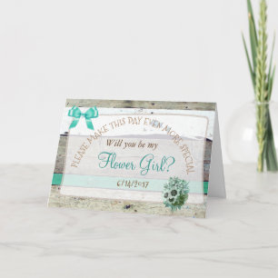 Invitation Serez-vous ma Flower Girl Rustic Wood Card