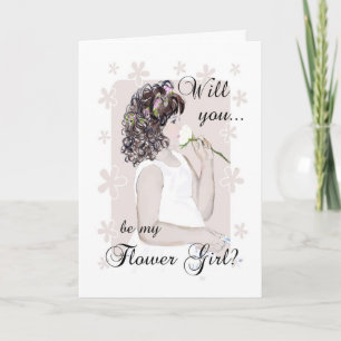 Invitation Serez-vous ma Flower Girl ? - Young Girl Drawing