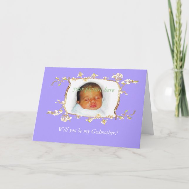 Invitation Serez-vous ma Godmère? Cadre de fleurs de prune pe (Devant)
