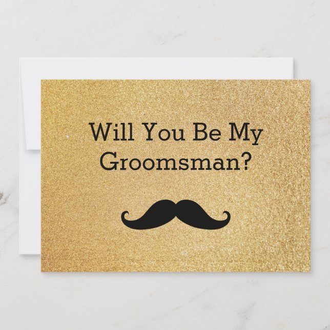 Invitation Serez-Vous Ma Moustache Noire Groomsman (Devant)