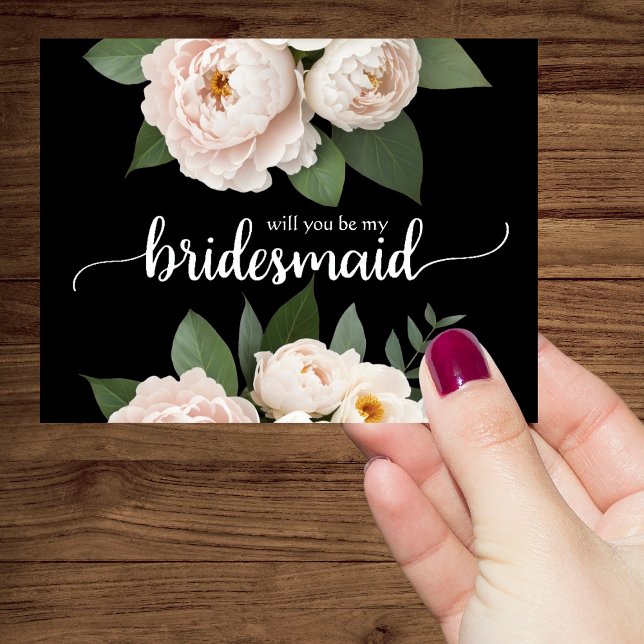 Invitation Serez-vous ma servante d'accueil Noir et Blanc (Stylish Black & White Bridesmaid!)