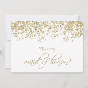 Invitation Serez-vous ma servante d'honneur ? Confetti d'or