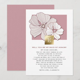 Invitation Serez-vous ma servante d'honneur ? Floral Dusty Ro