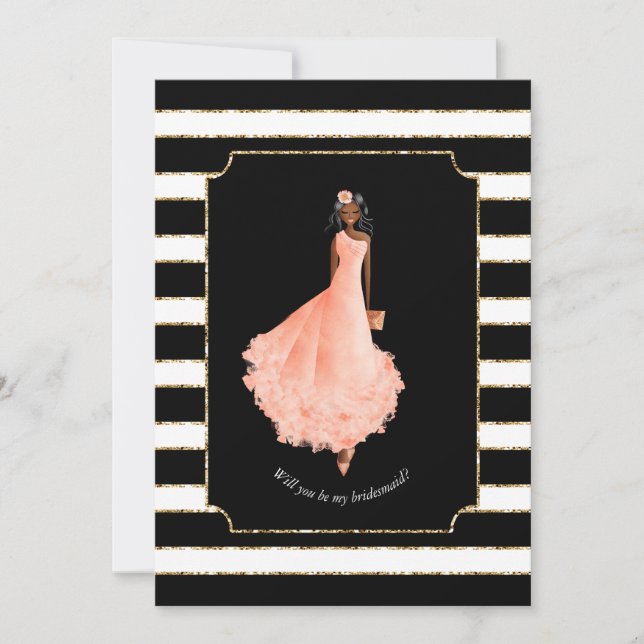 Invitation Serez-vous ma servante d'honneur Peach Dress Strip (Devant)