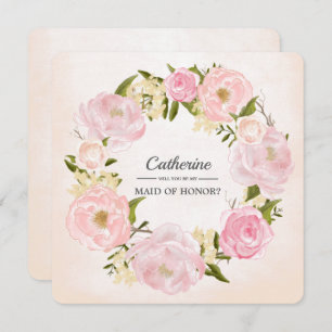 Invitation Serez-vous ma servante d'honneur ? Pies roses