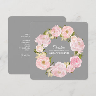 Invitation Serez-vous ma servante d'honneur ? Pies roses