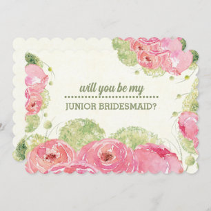 Invitation Serez-vous ma servante Jr Bridesmaid ? Rose romant
