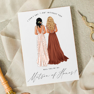 Invitation Serez-vous ma témoin de mariage ? Filles en robe d