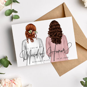 Invitation Serez-vous ma témoin de mariage ? Filles en Robes 