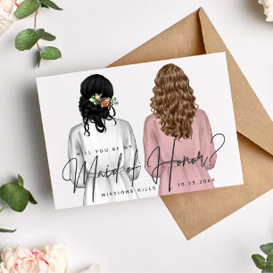 Invitation Serez-vous ma témoin de mariage? Filles en Robes V