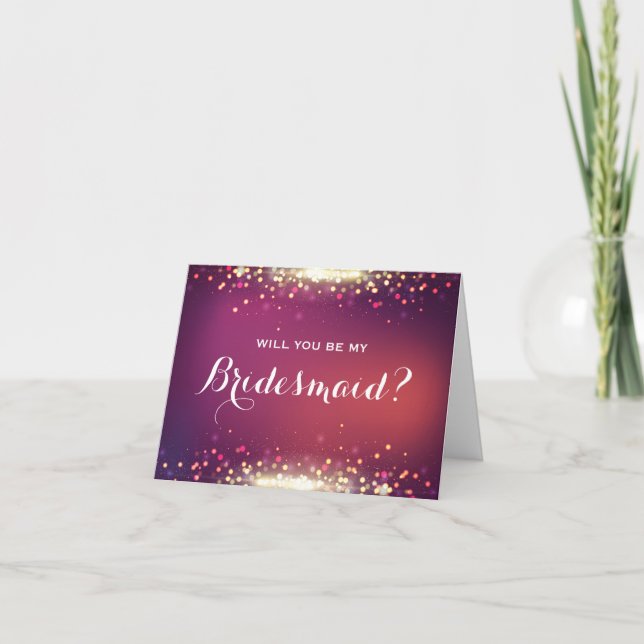 Invitation Serez-vous mes Bridesmaid Shiny Gold Sparkle Dots (Devant)