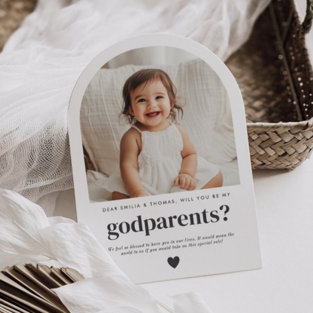 Invitation Serez-Vous Mes Godparents Arch Photo Proposition (Zazzle Will You Be My Godparents Arch Photo Proposal Invitation)