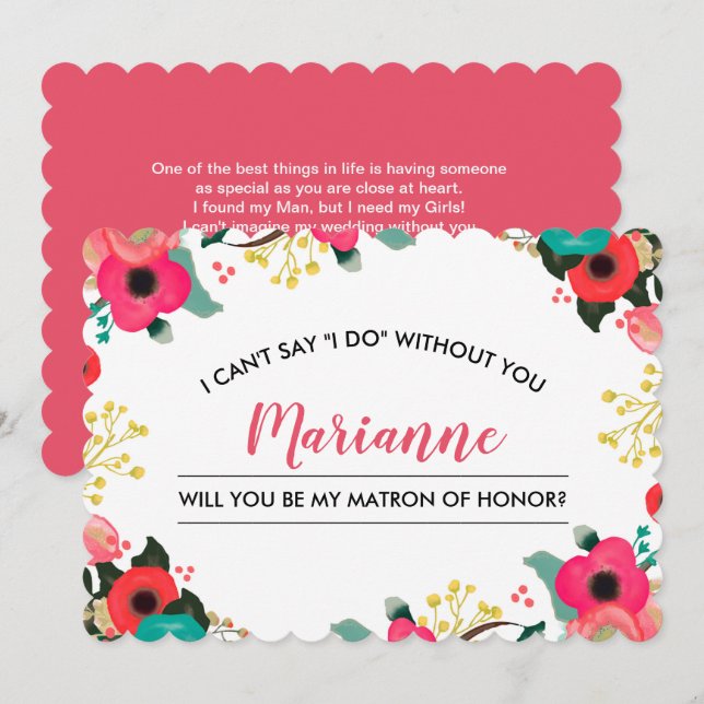 Invitation Serez-vous mon chef d'honneur ? Floral moderne (Devant / Derrière)