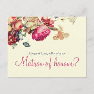 Invitation Serez-vous mon chef d'honneur Vintage Floral