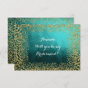 Invitation Serez-Vous Mon Épouse Vip Gold Confetti Turquoise