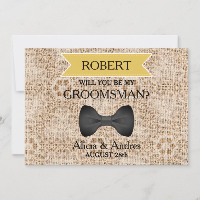 Invitation Serez-vous mon Groomsman avec Bow ? (Devant)