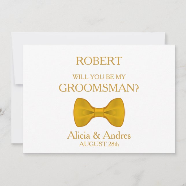 Invitation Serez-vous mon Groomsman avec Gold Bow ? (Devant)