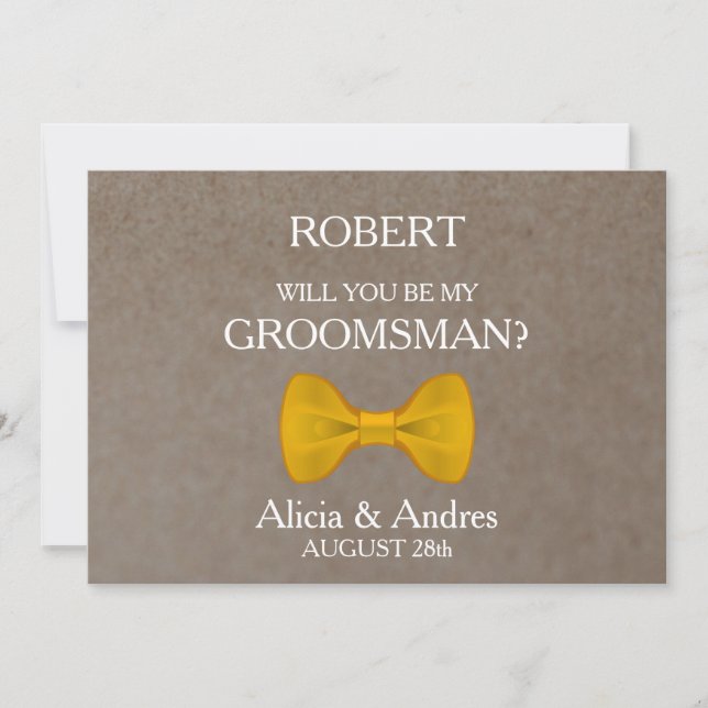 Invitation Serez-vous mon Groomsman avec Gold Bow ? (Devant)
