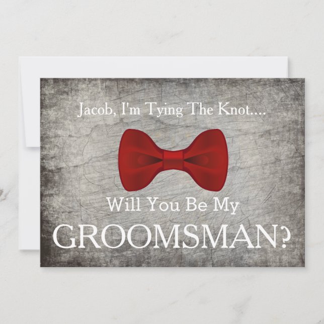 Invitation Serez-vous mon Groomsman avec Grey Bow (Devant)