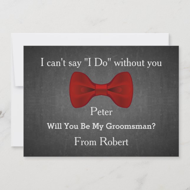 Invitation Serez-Vous Mon Groomsman Black Chalboard Bow ? (Devant)