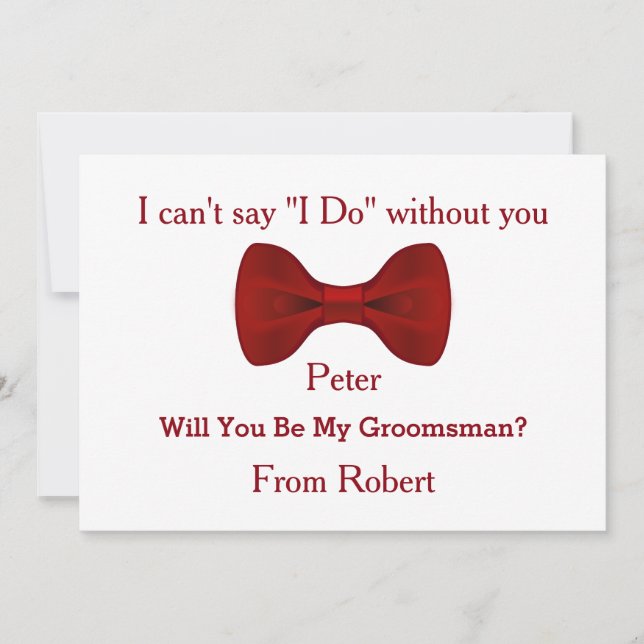 Invitation Serez-Vous Mon Groomsman Black Chalboard Red Bow (Devant)