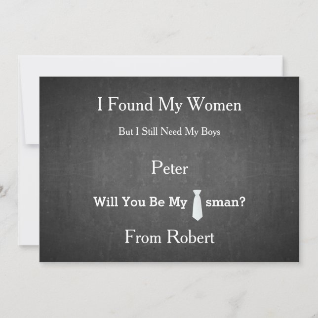 Invitation Serez-Vous Mon Groomsman Black Chalk Board Red Cra (Devant)