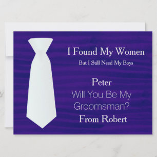 Invitation Serez-Vous Mon Groomsman blanc & noir Cravate Invi