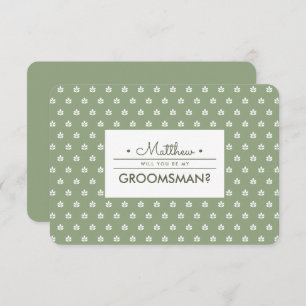 Invitation Serez-vous mon Groomsman ? Branches blanches verte